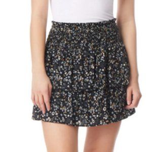 Forever 21 Black Floral Smocked Waist Tiered Skirt